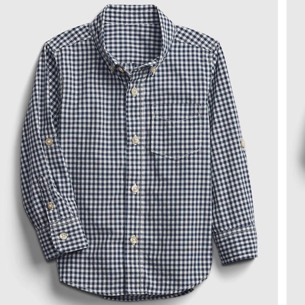 Gap toddler gingham print button down shirt (2 yes)